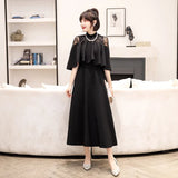 Fongt Evening Dress Woman 2025 New Winter Banquet Elegant Temperament Famous Slim Dress Mid-Long Evening Dress