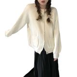 Fongt College Wind Sweet Pink Sweater Coat Female Loose Spring Lazy Lazy Thick Knit Cardigan Jacket To Wear-Outfit