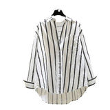 Fongt 2025 Spring And Autumn New Korean Version Of Small Fresh Cardigan Striped Single Pocket Loose Lanky Long Sleeve Shirt Woman