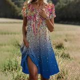 Fongt Hot Selling Literary And Art National Wind Round Collar Long Dress