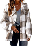 Fongt Women's 2025 New Autumn And Winter With Pocket Lattice Lamb Jacket Button Plush