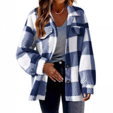 Fongt Women's 2025 New Autumn And Winter With Pocket Lattice Lamb Jacket Button Plush