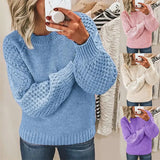 Fongt Women's Fashion Women's Jumper Long Sleeve Round Neck Stitch Sweater Women's