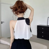 Sweet Sleeveless Blouses For Women Halter Bow Tender Females Aesthetic Korean Style Summer Tops Mujer Casual-Outfit