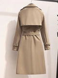 Fongt Style Wind Wind Wind Wind Coat 2025 New Female Korean Version Of Loose Suit Collar Fashion Long Double Row Buckle Waist Coat