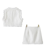 Fongt New Coarse-Woven Short-Coat Coat Coarse-Woven Mini-Skirt Set