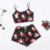 Fongt Sleeveless Gingerbread Man Sling Vest Milk Silk Home Clothing Pajamas Female Autumn Summer Suit-Outfit