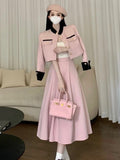 High Quality Small Fragrance Two Piece Set Women Short Jacket Coat + Long Skirt Suits Korean Elegant Fashion OL 2 Piece Sets-Outfit