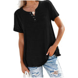 Fongt And Summer New Top V-Neck Short-Sleeved Pocket Loose T-Shirt Women-Outfit