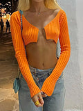T-Shirts Long Sleeve Tees Women Backless Chain Green Tshirt Autumn Pullover Streetwear Solid Black T Shirt Cut Out