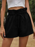 Fongt Casual Comfortable Shorts Women 2025 Summer New European Version Of High-Rise Belt Loose Broad Leg Pants Women