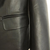 Fall Winter 2023 Designer Blazer Jacket Women's Lion Metal Buttons Double Breasted Synthetic Leather Blazer