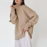 Women Turtleneck Sweater Knitted Oversized 2022 Autumn Winter Thick Warm Pullover Tops Ladies Casual Loose Female Pull