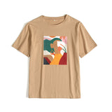 Aesthetic Printed T Shirts Women 2021 New Soft Vintage Loose Tees Abstract Graphic Cotton Tshirts Summer Casual