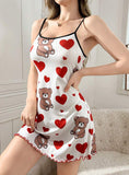 Fongt Hot New Pajamas Set Women's Milk Silk Pajamas Sling Skirt Cute Print Source