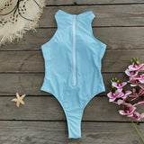 Solid Color Zipper Sleeveless Surfsuit Integrated Swimsuit Women 2025