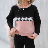 Fongt Women's Single-D Row Leisure Long-Sleeved Knitted Jersey Autumn And Winter Collar Warm Coat Sweater