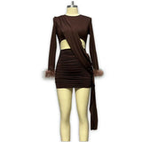 Fongt New Female Design Stitched Sexy Bare Waist Repair Kite Dress