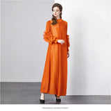 Fongt Folds Solid-Colored Dress Women's Niche Light-Cooked Three-Dimensional Flowers Loose Thin-Skinny Long Dress