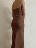 Knitted Twist Strapless Maxi Dress-Outfit