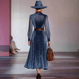 Fongt Elegant Professional Spring And Autumn Long-Sleeved Leopard Dress Explosion