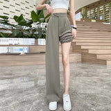 Women Wide Leg Pants Spring Fashion Women's Pants Thin High Waisted Straight Casual Trousers Female Clothing Black