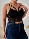 Fongt Plus-Size Fat Woman Sling Vest Breast Lace Lace Perspective Women's Top