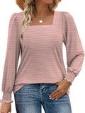 Fongt And Autumn 2025 New Striped Side-Laceed Leaf Cuff Bubble Long Sleeve T-Shirt