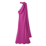 Fongt Explosive Women's Temperament Lightly Exposed Back Ribbon Hanging Neck Dress
