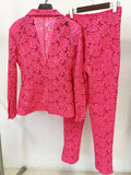 QUALITY Newest 2023 Designer Runway Suit Set Women's Guipure Lace Single Button Blazer Pencil Pants Suit