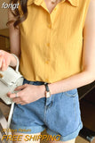 Women Shirt Sleeveless Womens Tops and Blouses Elegant Yellow Blouses for Women Basic Womens Blouses OL Clothes for