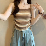 Color Striped Knitted Sling Women's Inner Vest Summer Design Wearing Rainbow Spice Girl Bottom