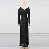 Fongt Vietnamese Style Dress Women 2025 Summer New Fashion Folds Design Long Sleeve