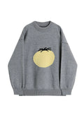 Women Chic Print Knitted Pullovers Sweaters O-Neck Warm Oversized Loose Casual Ins Cute Jumpers Harajuku Ladies Top