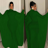 Fashion Women's Solid Color Bat Long Sleeve Dress Women-Outfit