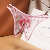 sexy temptation women's G-String transparent mesh embroidery sexy thong open file free off low waist t pants G-String