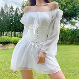 Fongt Chiffon Shoulder Irregular Dress Girded Suit Temperament Commuting Short Skirt