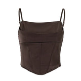 Fongt Summer New Fashion Hong Kong Wind Sexy Backless Stripe Strap Slim Sleeveless Vest
