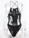 Bodysuit Women Black Top Tie Up Bodysuit Summer Streetwear Clothes Party Sexy Outfits Sleeveless Overalls Blackless