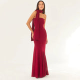 Autumn Temperament New Style Close-fitting Waist Mid-Length Sexy Breast-Wrapped Fish Pendant Skirt Shawl Dress Vestidos-Outfit