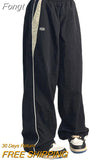 Women Wide Leg Cargo Pants Casual Streetwear Loose Drawstring Trousers Drawstring Sweatpants Female Vintage Baggy