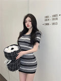 Fongt Knitted Dress Women's Summer 2023 New Retro Dress Korean Version Of Sexy Slimming Ass Short