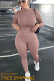 solid women two piece set crop top long sleeve leggings bodycon sexy streetwear fitness outfit tracksuit 2023 co
