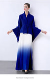 Fongt Gradient Suit Women's Autumn And Winter Loose Strap To Close Waist Pressure Folding Top + High Waist 100 Folded Skirt