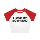 LOVE MY BOYFRIEND Summer Fashion Girls Pink Y2k Crop Top Harajuku Short Sleeve Women T-Shirt Baby Tee Streetwear EMO Girl Punk-Outfit