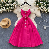 Fongt Luxury Thousand Gold Wind High-End Sling Dress Women's Summer Folding Waist Thin Design Geese Temperament Dress