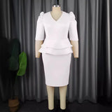 Fongt Fake Two-Piece Bag Ass Skirt Lightly Cooked Wind Party Lotus Leaf-Side High-Waisted Dress