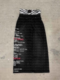 Fongt Design Drawstring Double Waist Letter Print Loose Hip Hop Sports Straight Black Broad Leg Trousers