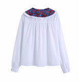 2021 White Ruffle Shirt Woman Long Sleeve Button Up Autumn Blouse Female Elegant Fitted Print Shirts Fashion Bow
