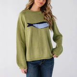 Fongt 2025 Fashion New Retro Sweater Casual Collar Loose Knitted Sweater